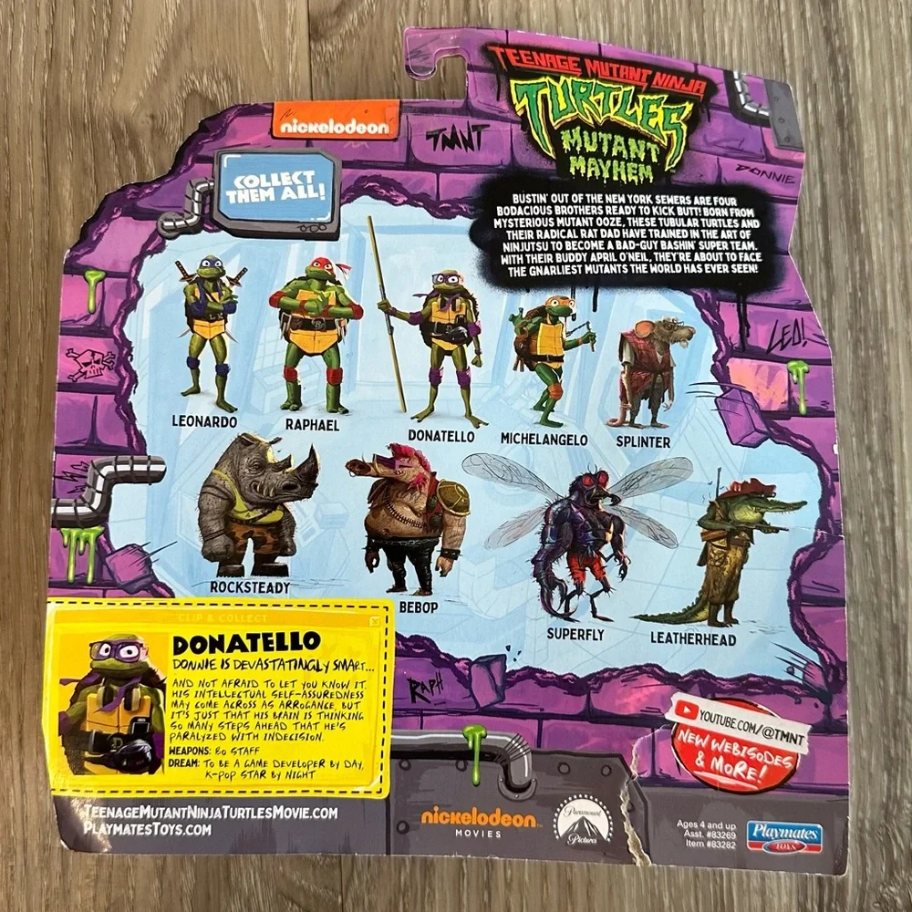2023 TMNT Teenage Mutant Ninja Turtles Mutant Mayhem Donatello Action Figure NIB - Picture 3 of 3